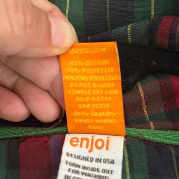 ENJOI Green Hooded Jacket with Plaid Lining - Picture 8 of 9